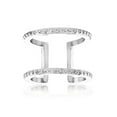 thumbnail image 1 of ELYA Jewelry Women's Polished Studded Edges Steel Open Cuff Ring, 1 of 4