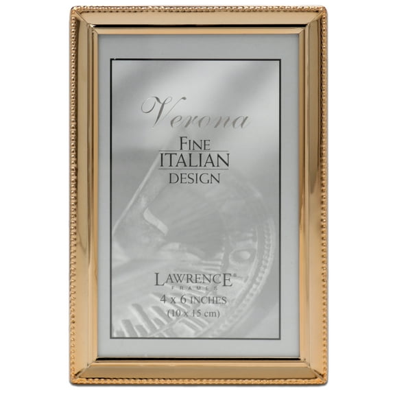 Polished Gold Metal 4x6 Picture Frame - Bead Border Design
