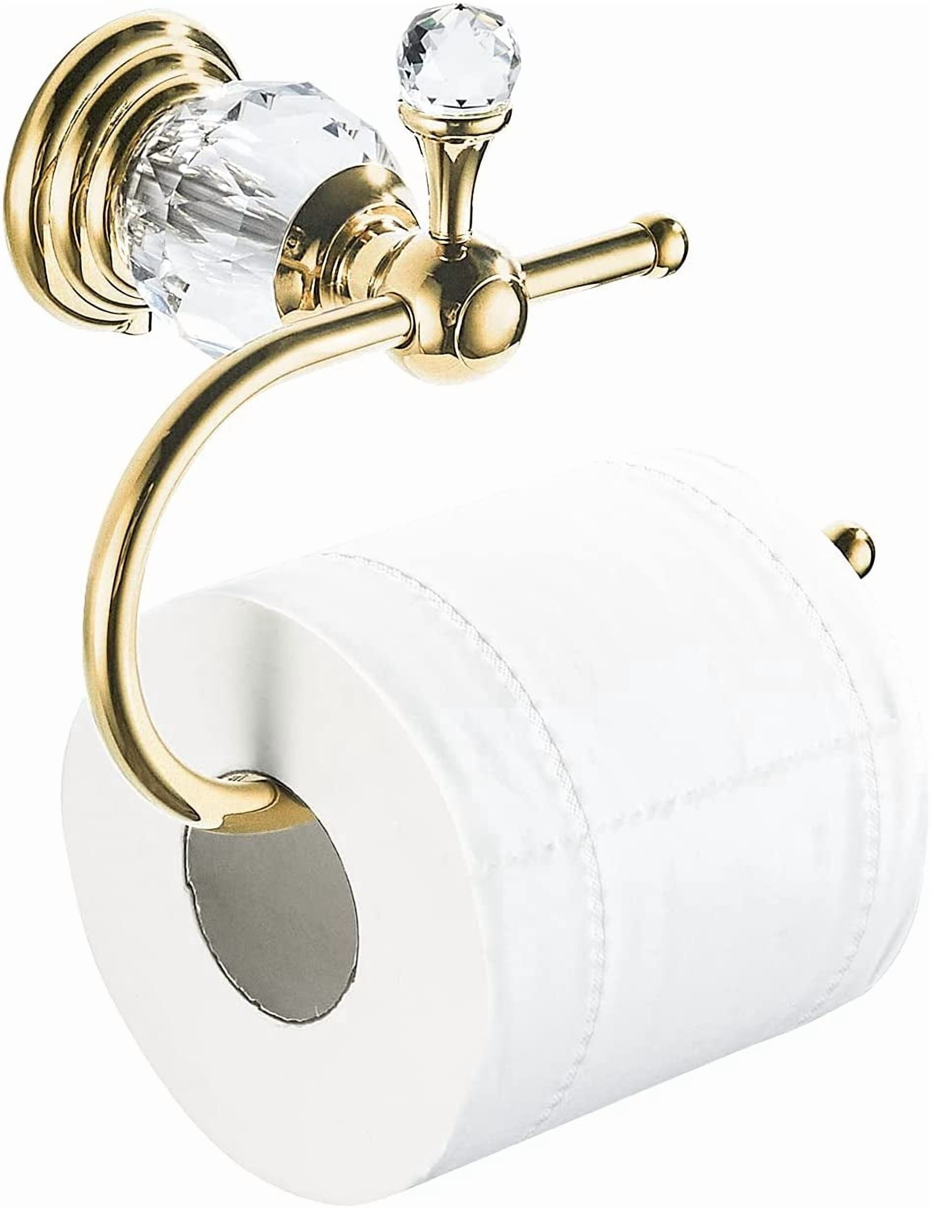 Polished Gold Toilet Paper Holder, Brass Crystal Tissue Holder Bathroom Accessories Wall Mounted