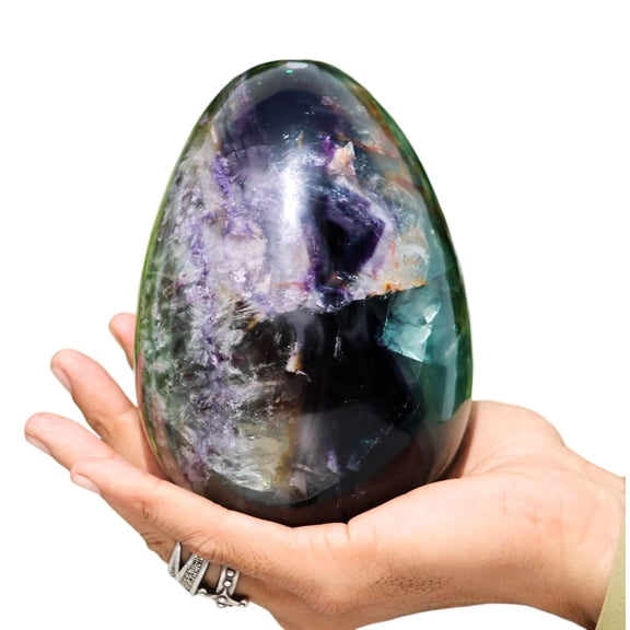 Polished Green and Multi Colors Fluorite Stone Egg 145mm / 2530g Natural Crystal Quartz Natural Gemstone, Energy Amplifier Ideal for Reiki Gift, Handpicked Stunning Egg, Showpiece Egg
