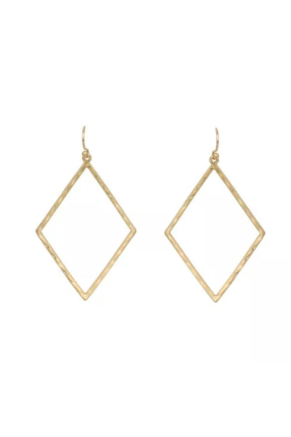 Polished Hammered Rhomboid Geometric Frame Hollow Drop Earrings Women Jewelry