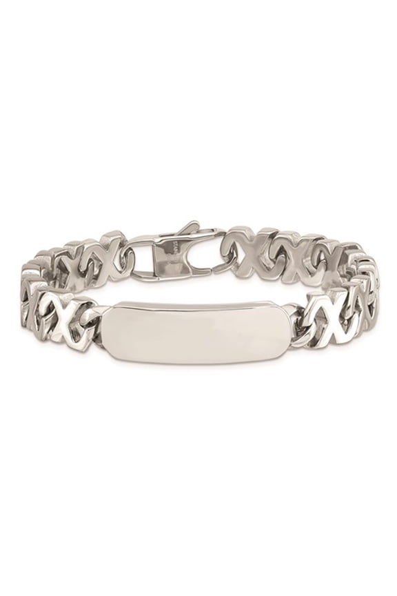 Gem & Harmony Polished ID Bracelet in Infinity Link Stainless Steel 8.25 inches for Men