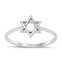 Polished Jewish Star of David Ring .925 Chic Sterling Silver Band Jewelry Female Male Unisex Size 6