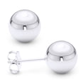 thumbnail image 1 of Polished Lightweight Hollow-Ball Bead Pushback Stud Earrings in .925 Sterling Silver w/ Rhodium, 1 of 1