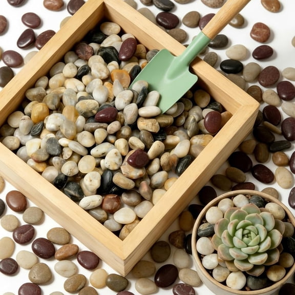Polished Mixed River Rocks, 5/8 Inch Multi-Color Decorative Pebbles for Aquarium, Landscaping, Plant Decor & Vase Fillers,Natural Stones Garden, Crafts-12LB