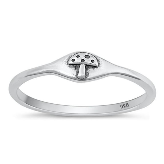 Polished Mushroom Toadstool Ring .925 Sterling Silver Band Jewelry Female Male Unisex Size 4
