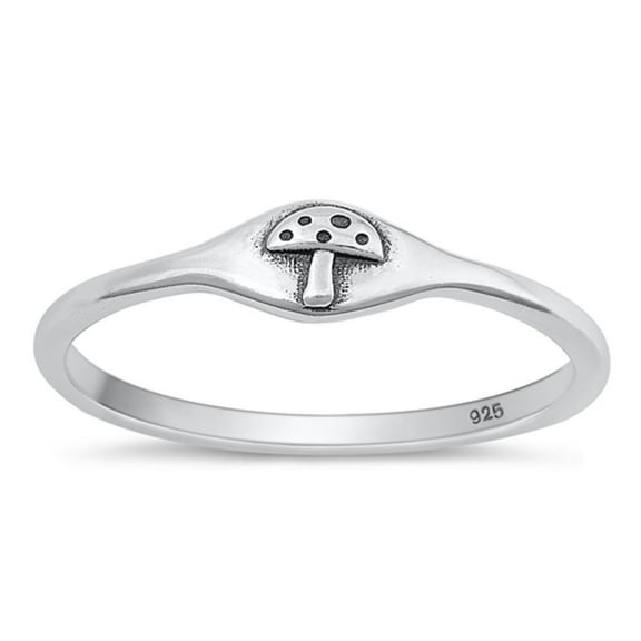 Polished Mushroom Toadstool Ring .925 Sterling Silver Band Jewelry Female Male Unisex Size 5
