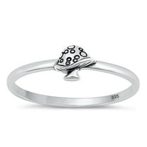 Polished Mushroom Toadstool Ring .925 Sterling Silver Band Jewelry Female Male Unisex Size 5