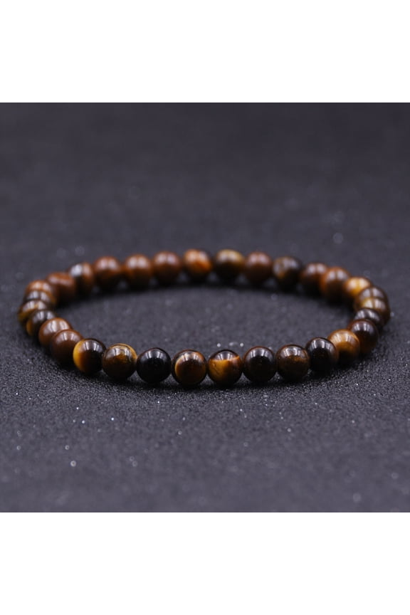 Polished Natural Tiger's Eye Bead Bracelet, Multi Size Elastic Stone Bracelets for Chakra Balancing Stress Relief Men Women Spiritual Daily Wear Accessory