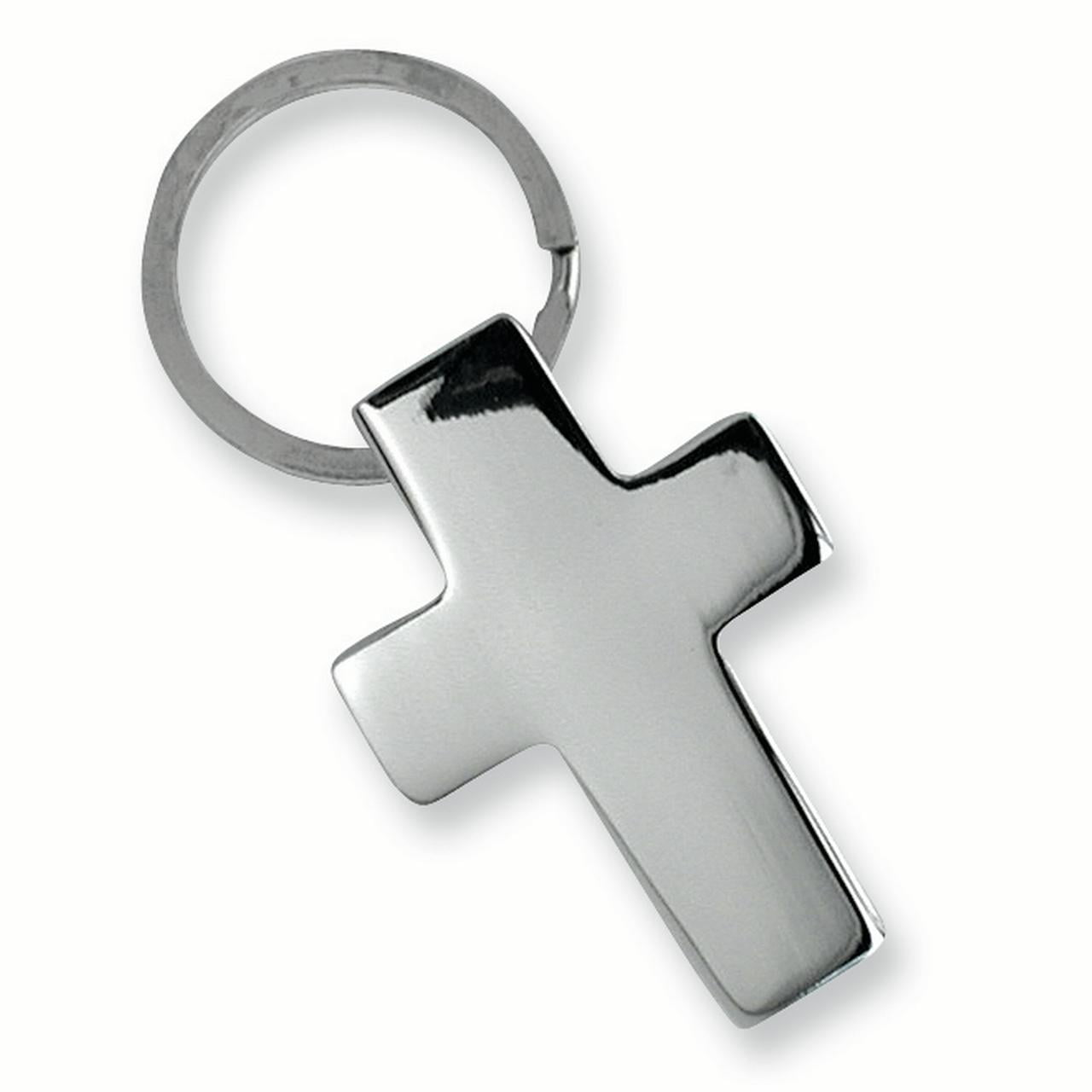 Polished Nickel-plated Cross Key Ring GP2869