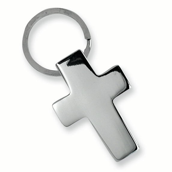 Polished Nickel-plated Cross Key Ring GP2869