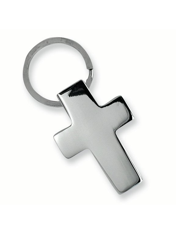 Polished Nickel-plated Cross Key Ring GP2869