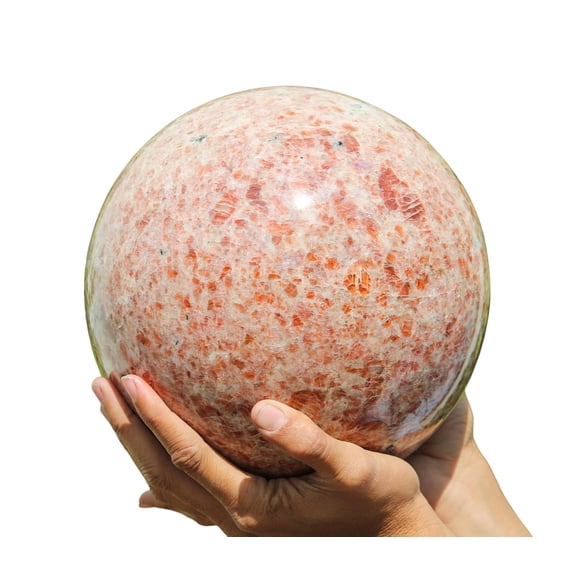 Polished Orange Sunstone Ball, Large Size 215mm / 29lbs Natural Crystal Quartz Metaphysical Healing Reiki Meditation Feng Shui Globe Unique Collector's Gift, Office Desk Decoration Sphere