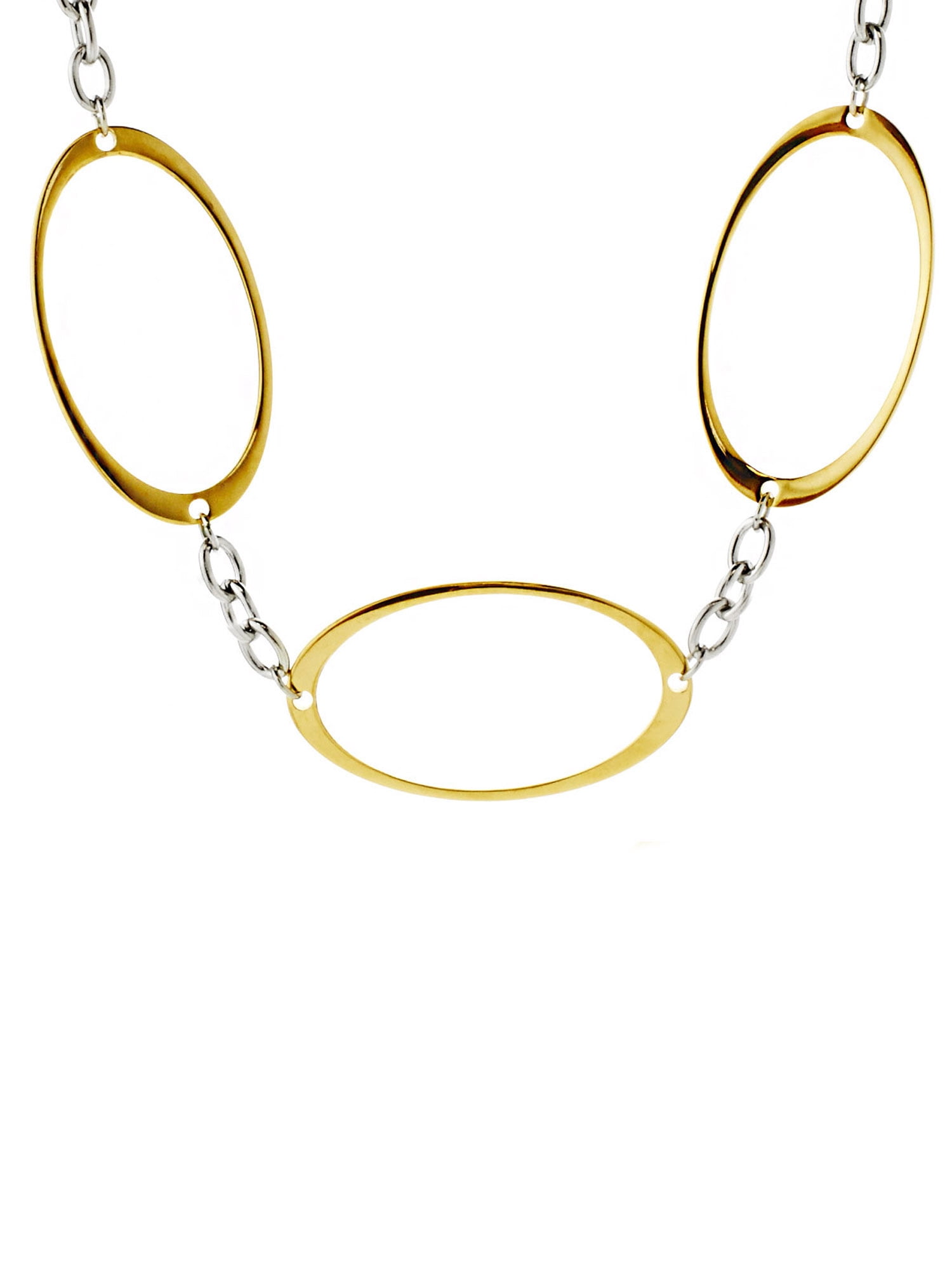 COASTAL JEWELRY Polished Oval Two-Tone Stainless Steel Link Necklace (25mm) - 17
