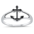 thumbnail image 1 of Polished Oxidized Anchor Cutout Ring .925 Sterling Silver Band Jewelry Female Male Unisex Size 6, 1 of 4