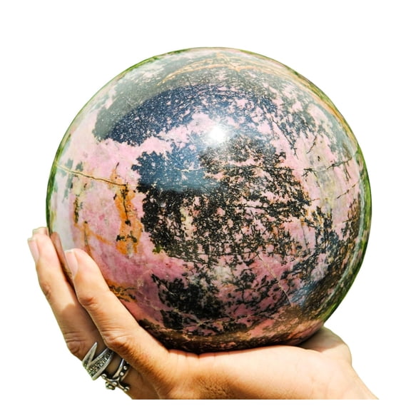 Polished Pink Rhodonite Ball, 155mm / 6820g Natural Crystal Quartz Metaphysical Healing Reiki Meditation Feng Shui Globe Unique Collector's Gift, Office Desk Decoration Sphere