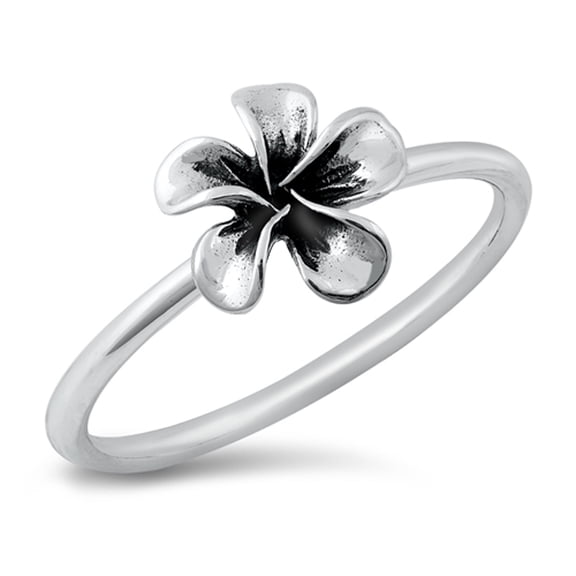 Polished Plumeria Flower Ring .925 Sterling Silver Band Jewelry Female Male Unisex Size 10