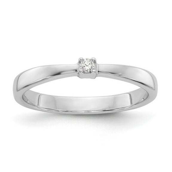 Polished Prong set White Ice .03ct. Diamond Ring Size 7 Measures 2mm Wide - .03 dwt - Ring for Women