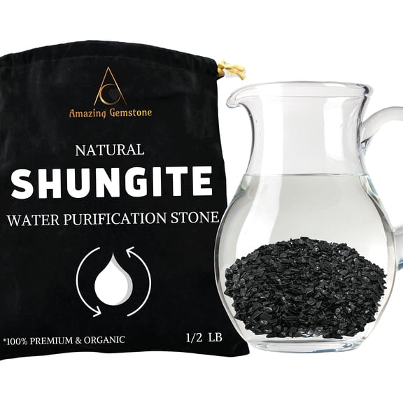 Polished Raw Shungite Stones Natural Crystal Rocks for Water Use, Meditation, Energy Balance & DIY Crafts (1/2 lb, 410 mm)