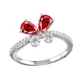 thumbnail image 1 of Polished Rhodium Plated 925 Sterling Silver Red Butterfly Ring Band CZ Jewelry Female Size 7, 1 of 4