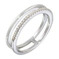 thumbnail image 1 of Polished Rhodium Plated 925 Sterling Silver Two Row Ring Clear CZ Band White Female Size 5, 1 of 4