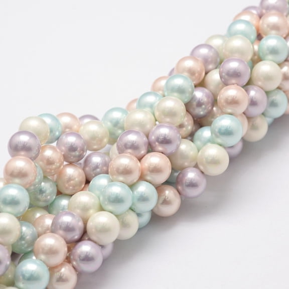Polished Shell Pearl Bead Strands Grade A Round Mixed Color 8mm Hole: 1mm 24pcs/strand 8 inch(20.32cm) for DIY