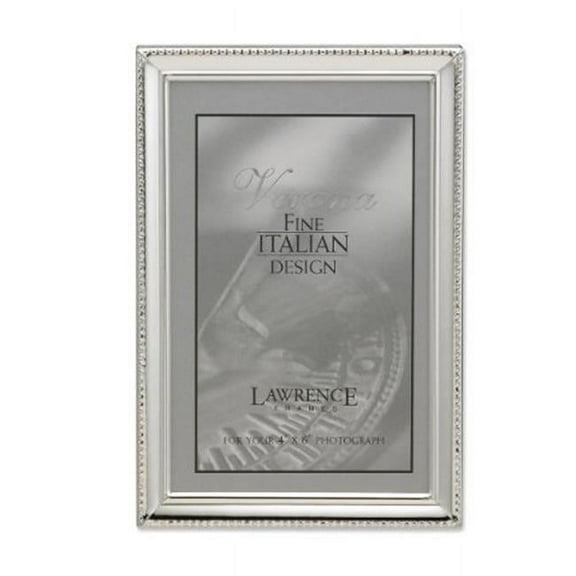 Polished Silver Plate 4x6 Picture Frame - Bead Border Design