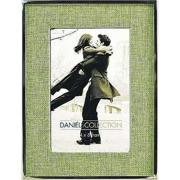 Polished Silverplate 4x6 frame w Sage Linen mat by Dennis Daniels - 4x6