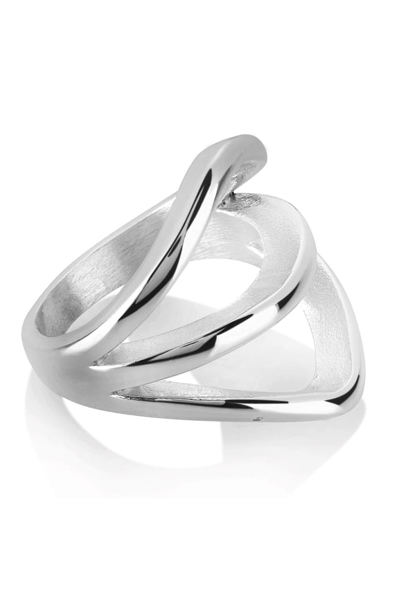 Jewelry Women's Polished Free Form Split Band Steel Ring