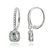 DESIGNS BY FMC Polished Square Cushion Diamond Accent Sterling Silver Leverback Earrings, JK-I3