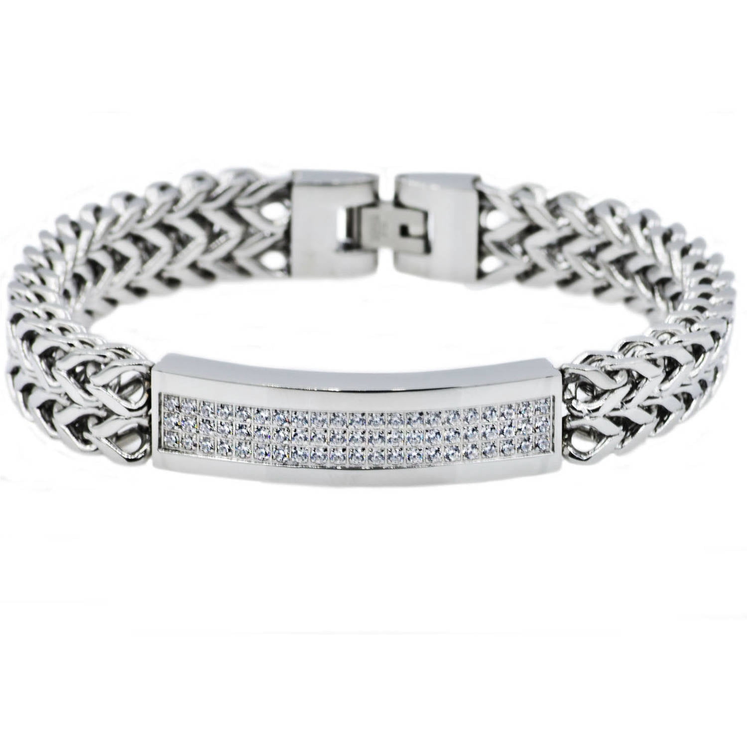 Polished Stainless Steel 3 Row Cz Double