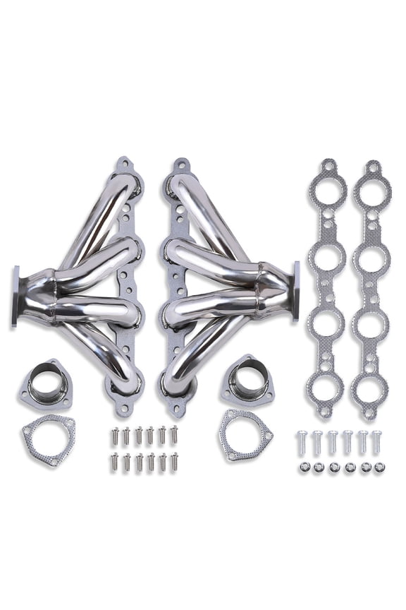 Polished Stainless Steel Block Hugger Shorty Exhaust Headers For SBC LS LS3 LS6