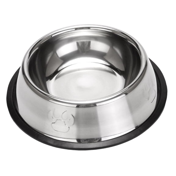Polished Stainless Steel Cat Bowl Anti-Tip Small Dog Feeding Dish with Non-Skid Base for Kittens and Small Breeds, Silver 6x2 Inch