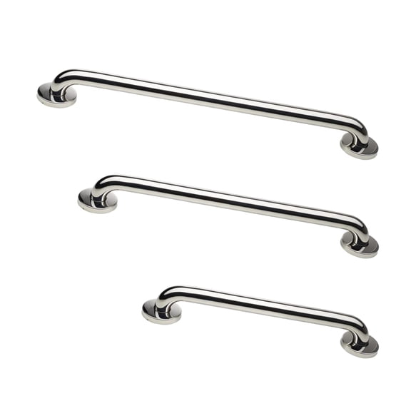 Polished Stainless Steel Grab Bar Bundle, 3 Sizes, Bathroom Safety Use