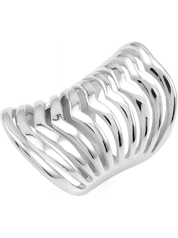 Polished Stainless Steel Split Style Ring Multilayer Stacked Knuckle Finger Rings Band