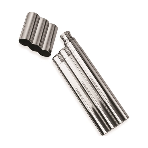 Polished Stainless Steel Two Cigar Holder 1.5Oz Flask Designer Jewelry by Sweet Pea