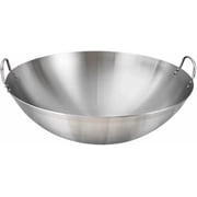 Polished Stainless Steel Wok, 11-Inch Round-Bottom Wok with 2 Loop Handles, Induction Compatible Restaurant-Grade Stir Fry Pan for Kitchen, Home, and Chinese Cooking