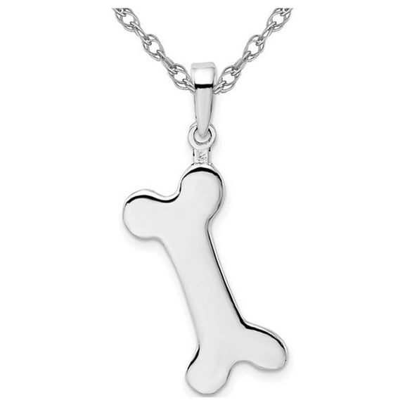 Gem & Harmony Polished Sterling Silver Bone Charm Pendant Necklace with Chain for Women