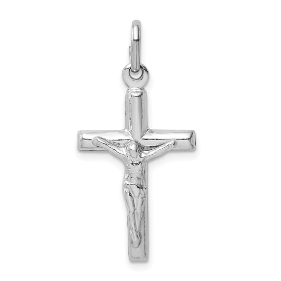 Polished Sterling Silver Crucifix Cross Pendant for Men and Women Religious Jewelry with Long Chain Modern Faith Necklace Featuring Jesus Symbolizing Devotion Grace and Spiritual Style