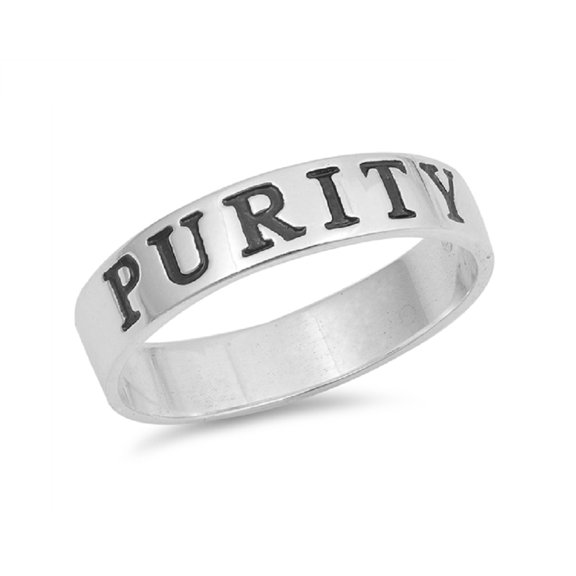 Polished Sterling Silver Ingraved Purity Band Ring