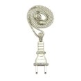 thumbnail image 1 of Polished Stud Power Plug Pendant with Chain Necklace - 2mm 24" Silver-Tone Box Chain, 1 of 4