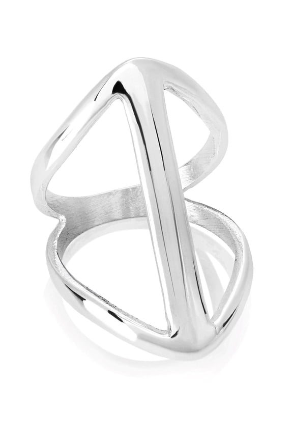 Jewelry Women's Polished Split Orbit Stainless Steel Ring
