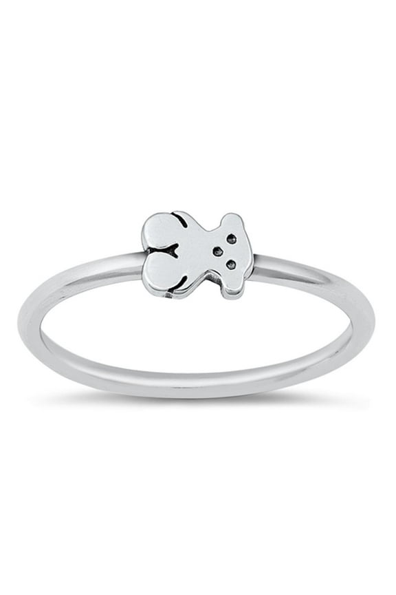 Polished Teddy Bear Ring .925 Oxidized Sterling Silver Band Jewelry Female Male Unisex Size 2