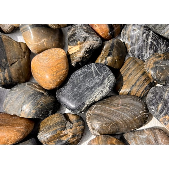 Polished Tiger Stripe Pebbles for Gardens, Fish Tanks, Succulents, Decor & More Size: 10 LBS