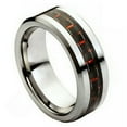 thumbnail image 1 of Polished Tungsten Black Red Carbon Fiber Inlay Beveled Edge Ring Size 15, 1 of 3