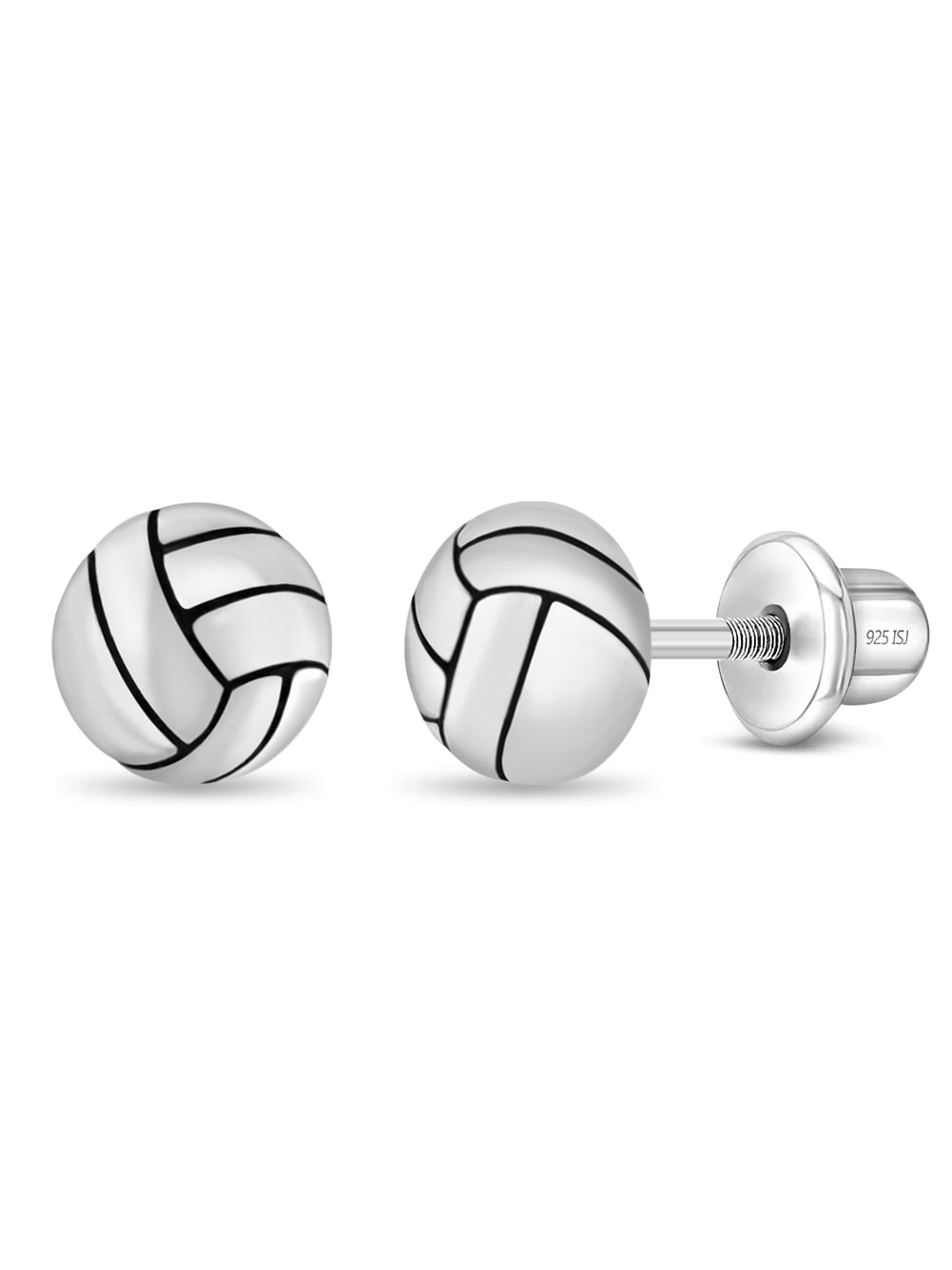 Polished Volleyball Kids / Children's / Girls Earrings - Sterling Silver