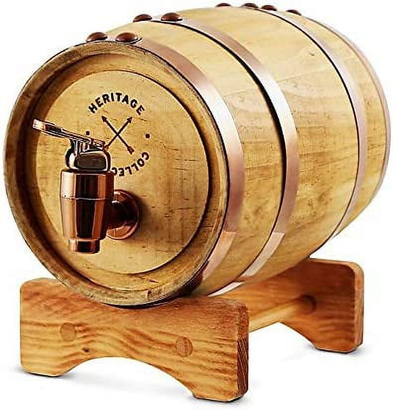 Polished Whiskey Barrel Beverage Dispenser in Brown Age your own