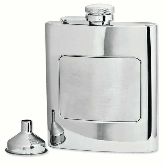 Polished and Brushed Stainless Steel 8oz Hip Flask GP2773