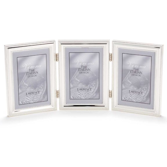 Polished silver hinged TRIPLE 5x7 w double bead trim - 5x7