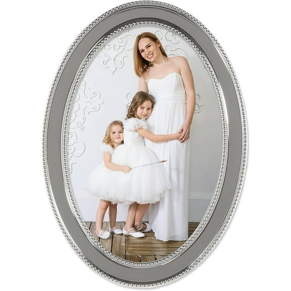 Polished silverplate Oval 4x6 w caviar bead trim - 4x6